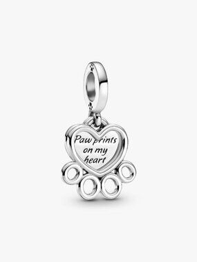 Pandora Hearts & Paw Print Dangle Charm